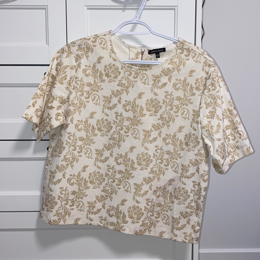 Gold and White Blouse